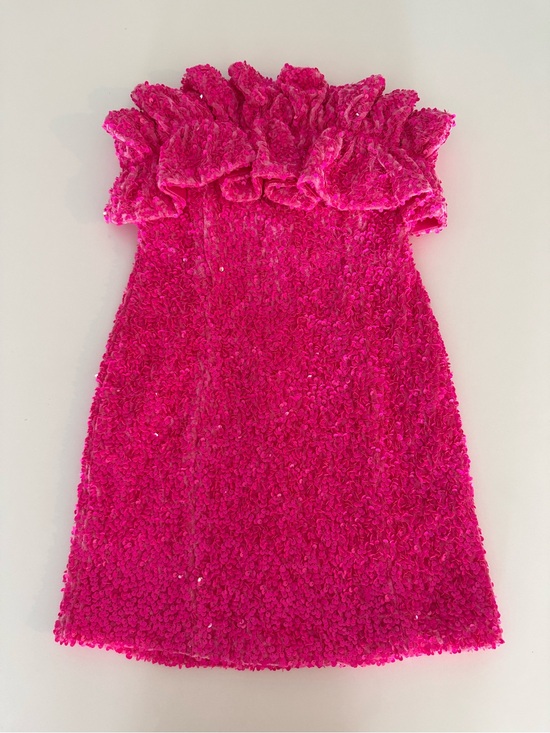 Allison & Kelly Dresses & Skirts - Allison + Kelly Pink Ruffle Strapless Sequin Mini Dress Party Cocktail Sz M